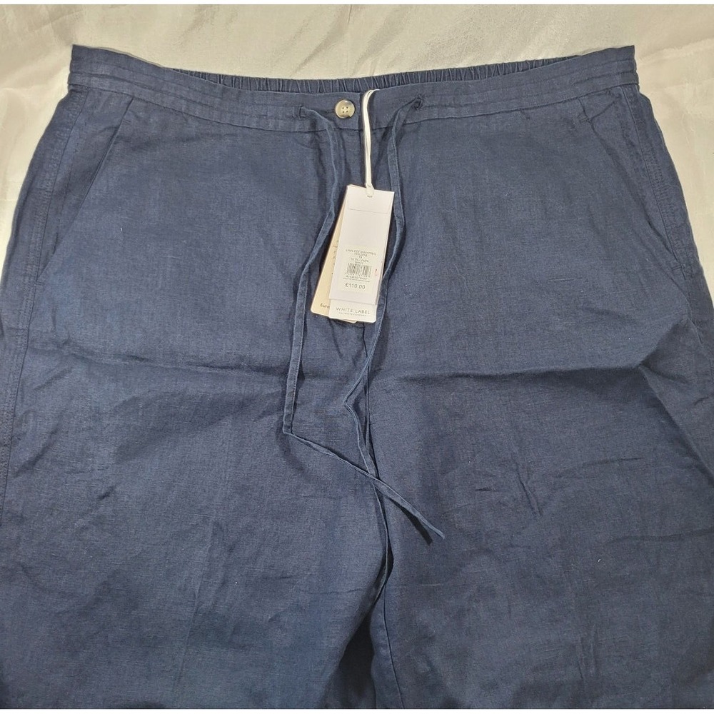 Theβ White Company White Label Women's Wide Leg Linen Trousers - Navy - US 14